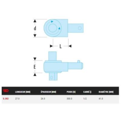 Cliquet pour clé dynamométrique - attachement 14x18mm - FACOM - S.382