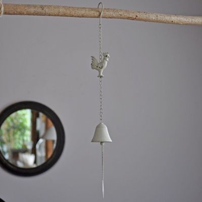 Clochette Coq fer blanc 10x65cm