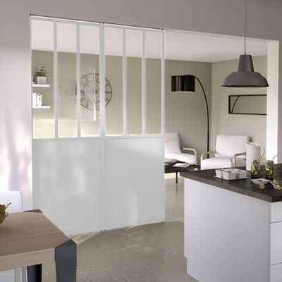 Cloison amovible 3-en-1 esprit atelier Axioma blanche H.250 x l.80 cm