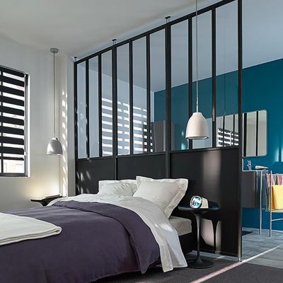 Cloison amovible 3-en-1 esprit atelier Axioma noire H.250 x l.80 cm