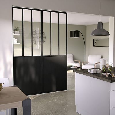 Cloison amovible 3-en-1 esprit atelier Axioma noire H.250 x l.80 cm