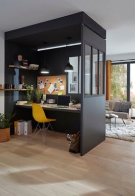 Cloison amovible Alara style industriel noir 112 x h.230 cm | Castorama