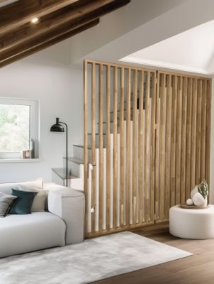 Cloison Amovible en Chêne Clair - Claustra Ajouré 11 Lames pour Séparation de Pièce (H 150 x L 120 cm) - PAR AD LYON GROUPE
