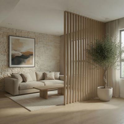Cloison Claustra Ajouré Chêne Massif 8 Lames - H 249,5 x L 100 cm - PAR AD LYON GROUPE
