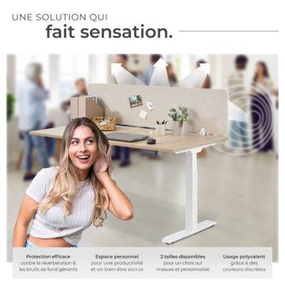 Cloison de bureau avec revêtement en tissu polyester  beige