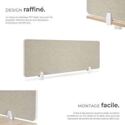Cloison de bureau avec revêtement en tissu polyester  beige