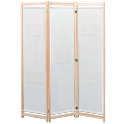 Cloison de séparation 3 panneaux Crème 120x170x4 cm Tissu vidaXL