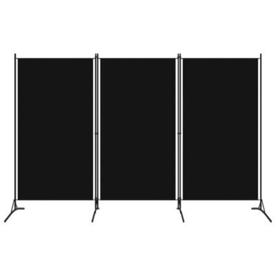 Cloison de séparation 3 panneaux Noir 260x180 cm vidaXL