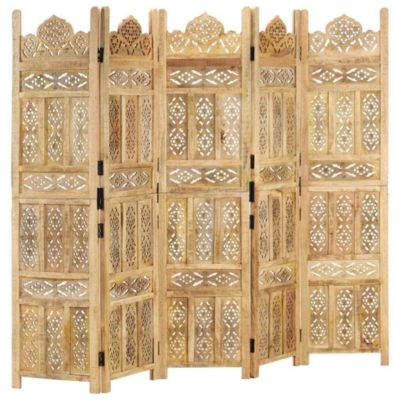Cloison de séparation 5 panneaux 200x165 cm Bois de manguier vidaXL