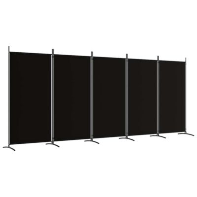 Cloison de séparation 5 panneaux Noir 433x180 cm Tissu vidaXL