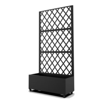Cloison de séparation avec bac à fleurs Malja acier galvanisé 190 x 82 x 38 cm noir casa.pro
