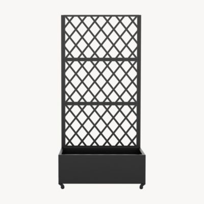 Cloison de séparation avec bac à fleurs Malja acier galvanisé 190 x 82 x 38 cm noir casa.pro