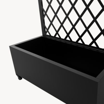 Cloison de séparation avec bac à fleurs Malja acier galvanisé 190 x 82 x 38 cm noir casa.pro