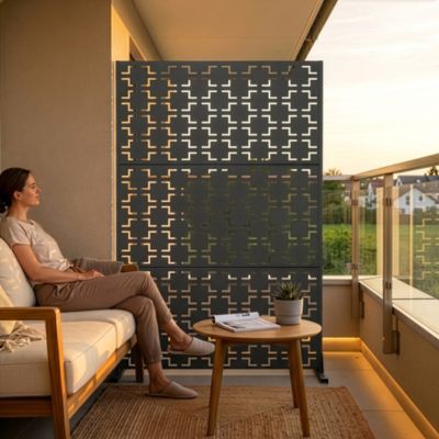 Cloison de séparation Basciano pour extérieur et intérieur acier galvanisé 180 x 120 x 40 cm gris anthracite casa.pro