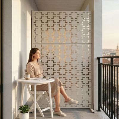 Cloison de séparation Basciano pour extérieur et intérieur acier galvanisé 180 x 90 x 40 cm beige ail casa.pro