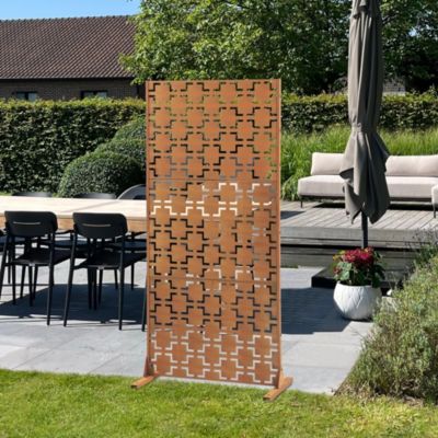 Cloison de séparation Basciano pour extérieur et intérieur acier galvanisé 180 x 90 x 40 cm rouille casa.pro