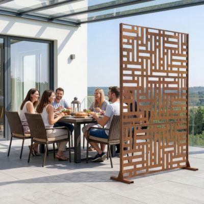 Cloison de séparation Bernalda pour extérieur et intérieur acier galvanisé 180 x 120 x 40 cm noir casa.pro