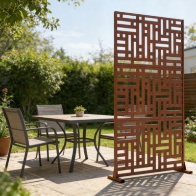 Cloison de séparation Bernalda pour extérieur et intérieur acier galvanisé 180 x 90 x 40 cm rouille casa.pro