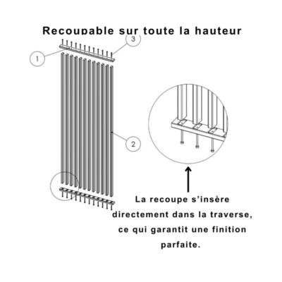 Cloison de séparation claustra amovible Pin, H.2,03 m x l.80 cm, P. 5 cm