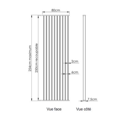 Cloison de séparation claustra droit chêne, H.2,54 m x l.80 cm, P.7,5 cm