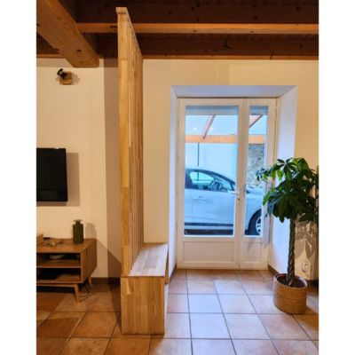 Cloison de séparation claustra droit meuble chêne, H.2,54 m x l.80 cm, P.35 cm