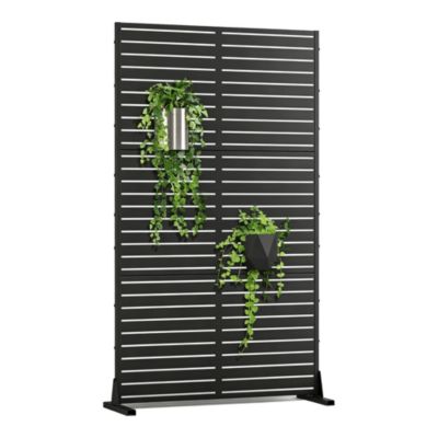 Cloison de séparation Nodepp pour extérieur et intérieur acier galvanisé 180 x 90 x 40 cm noir casa.pro
