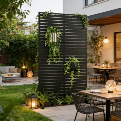 Cloison de séparation Nodepp pour extérieur et intérieur acier galvanisé 180 x 90 x 40 cm noir casa.pro