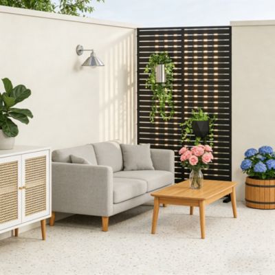 Cloison de séparation Nodepp pour extérieur et intérieur acier galvanisé 180 x 90 x 40 cm noir casa.pro