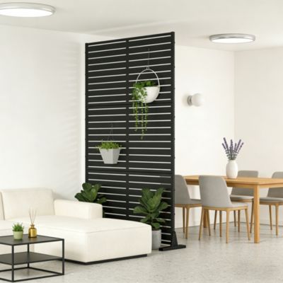Cloison de séparation Nodepp pour extérieur et intérieur acier galvanisé 180 x 90 x 40 cm noir casa.pro