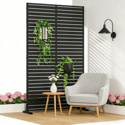 Cloison de séparation Nodepp pour extérieur et intérieur acier galvanisé 180 x 90 x 40 cm noir casa.pro
