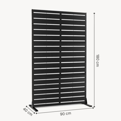 Cloison de séparation Nodepp pour extérieur et intérieur acier galvanisé 180 x 90 x 40 cm noir casa.pro