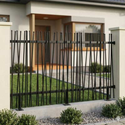 Clôture acier GoodHome Neva anthracite RAL 7021 180 x h.180 cm