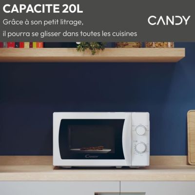 CMW20SMW Micro-ondes Mono CANDY Idea - 20L - MO : 700W - UI mécanique - 5 niveaux de puissance - Blanc