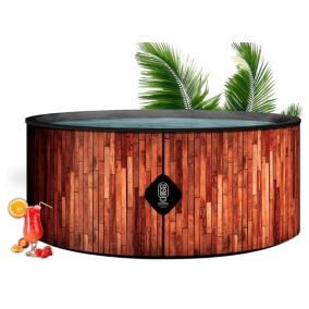 COCO Bain Piscine Ibiza - 180cm de diamètre - 1100Litres - Imitation Bois Véritable