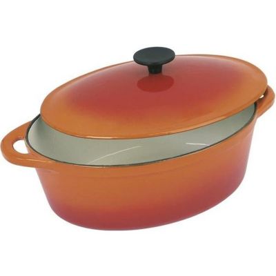 Cocotte ovale en fonte d'acier émaillée - 37 cm - 9 L - Orange