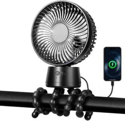 CODEKEY 10000mAh Ventilateur de Poussette , Ventilateur Portable avec Lumière LED, 3 Vitesses Ventilateur USB Rechargeable pour Po