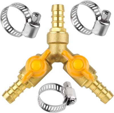 CODEKEY 3 Raccord de Tuyau Séparateur Voies Connecteur Adaptateur Tuyaux Robinet d'arrêt Laiton Robinet à Bille avec 3 Colliers de