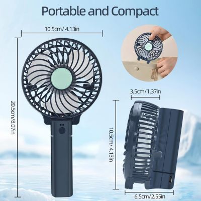 CODEKEY 3 Ventilateur portatif rechargeable par USB avec vitesses, mini ventilateur de bureau pliable, refroidissement silencieux