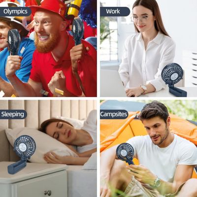 CODEKEY 3 Ventilateur portatif rechargeable par USB avec vitesses, mini ventilateur de bureau pliable, refroidissement silencieux