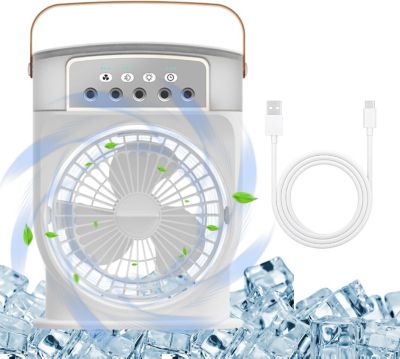 CODEKEY 3 vitesses, Mini ventilateur de climatisation portable, refroidisseur d'air par évaporation, réservoir d'eau de 600 ml, lu