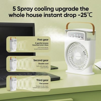CODEKEY 3 vitesses, Mini ventilateur de climatisation portable, refroidisseur d'air par évaporation, réservoir d'eau de 600 ml, lu