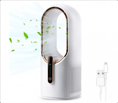 CODEKEY 30 cm Ventilateur de bureau sans pales de , silencieux, 3 vitesses de réglage, contrôle tactile, facile à nettoyer, petit