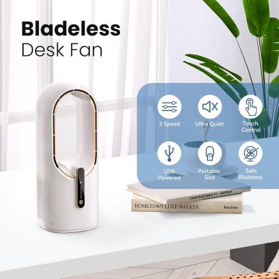 CODEKEY 30 cm Ventilateur de bureau sans pales de , silencieux, 3 vitesses de réglage, contrôle tactile, facile à nettoyer, petit