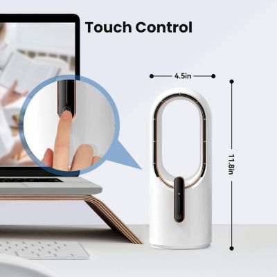 CODEKEY 30 cm Ventilateur de bureau sans pales de , silencieux, 3 vitesses de réglage, contrôle tactile, facile à nettoyer, petit