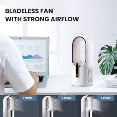 CODEKEY 30 cm Ventilateur de bureau sans pales de , silencieux, 3 vitesses de réglage, contrôle tactile, facile à nettoyer, petit