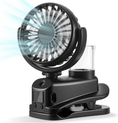CODEKEY 4 Vitesses Ventilateur Brumisateur à Pince avec Écran LED, Mini Ventilateur Portable Rechargeable, Ventilateur Portable à