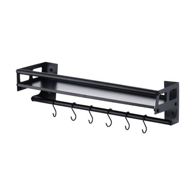 CODEKEY 40cm Porte Ustensiles Cuisine avec 6 Crochets, Adhésif/Perçage 2 Façons D'installer Support Rangement Ustensiles Cuisine