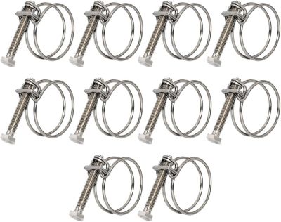 CODEKEY Lot de 10 Colliers De Serrage à Double Fil,Collier De Serrage Inox,Collier Durite,Collier De Serrage Métallique,Réglable,C