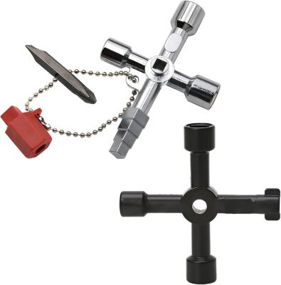 CODEKEY Lot de 2 Pièces Cle Triangle, 4 Voies Clé Multifonction , Clé en Croix Universelle, Clé Universelle pour Robinets, Coffret