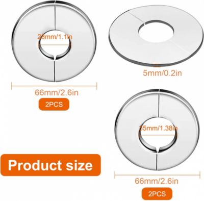 CODEKEY Lot de 4 couvercles de tuyau de chauffage, rosaces pour tubes argentés, rosace de recouvrement ronde en acier inoxydable p